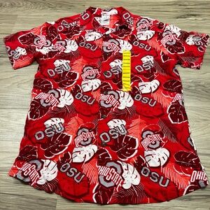 Champion Ohio State Buckeyes Hawaiian Casual Button Up Shirt Mens Medium NWOT